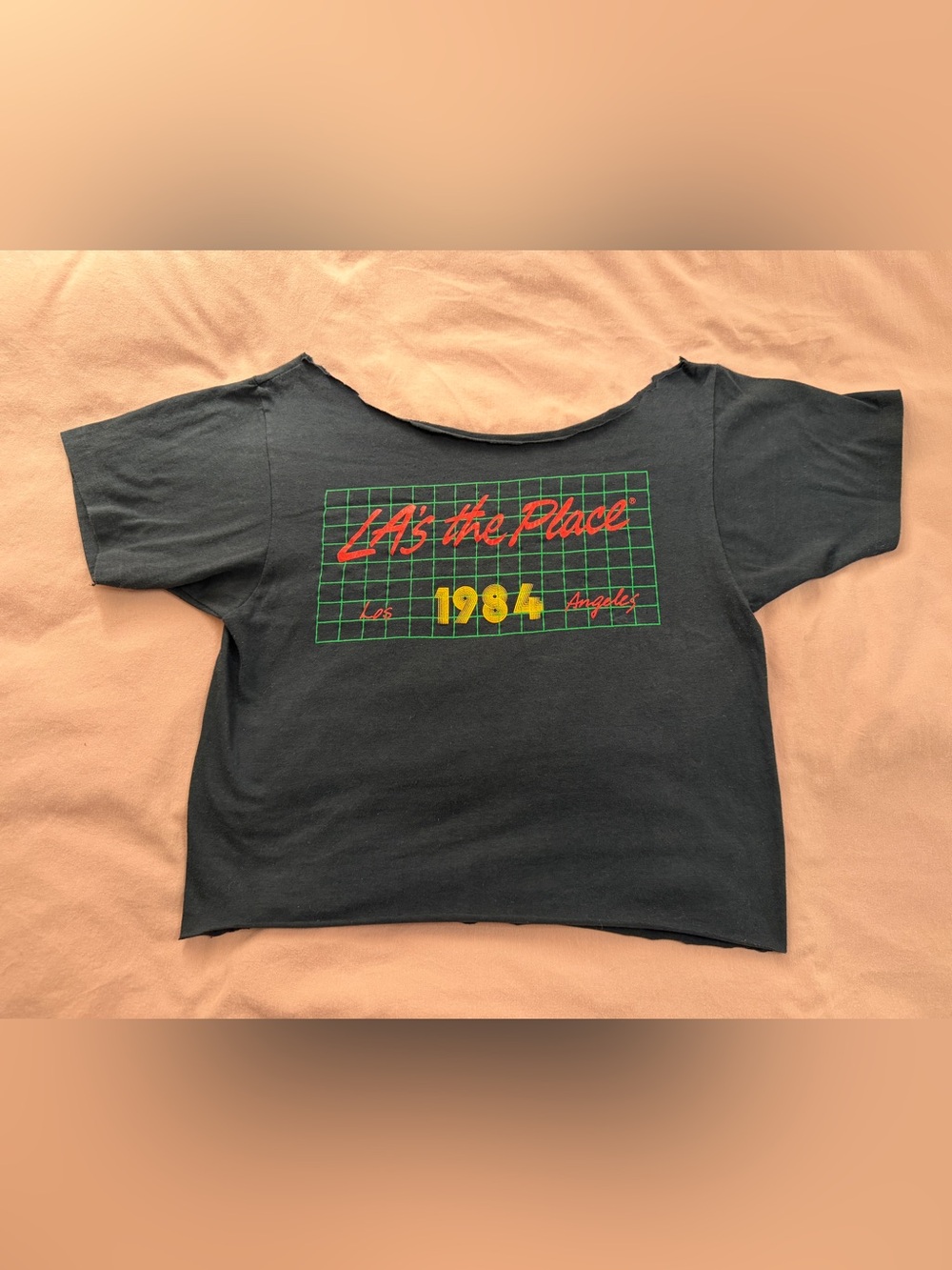 Vintage! LA's the Place 1984 Graphic Tee - Black with Red & Yellow Print